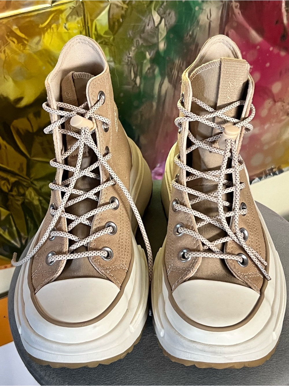 Converse Women's Tan Lace-Up High-Top Platform Boots